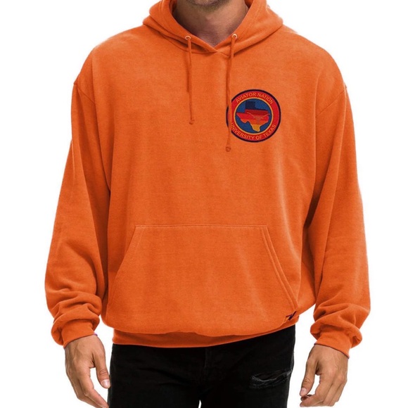 Aviator Nation University Of Texas Circle Print Hoodie, Burnt Orange, Size XS - Picture 3 of 6